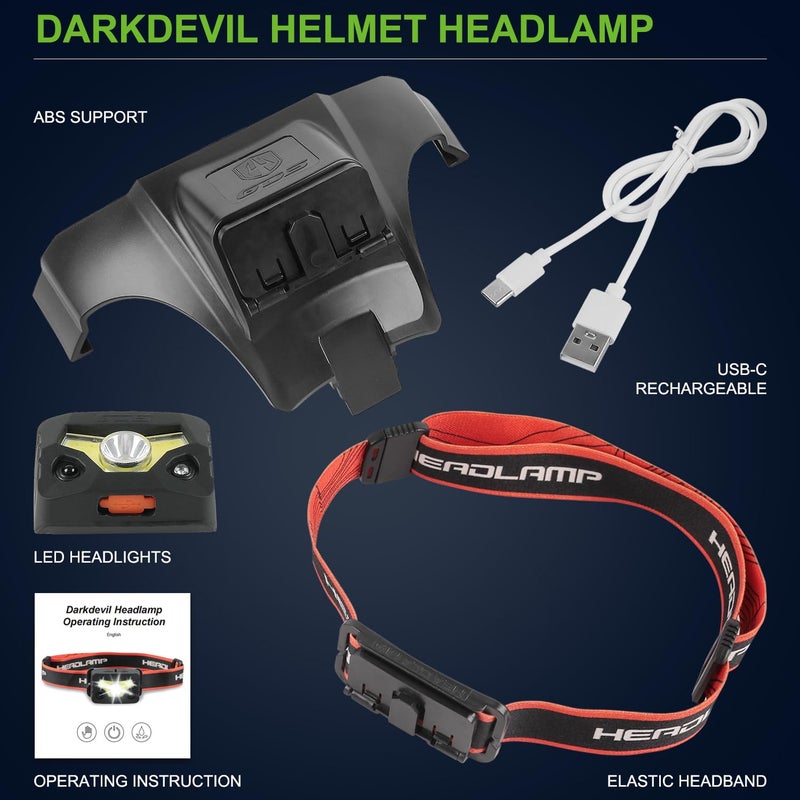 GREEN DEVIL Safety Hard Hat with Rechargeable Headlamp Light Men Vented Work Hardhat ANSI Z89.1 Approved Cascos de Construccion Ideal for Industrial Construction Helmet Liner Included - Image 4